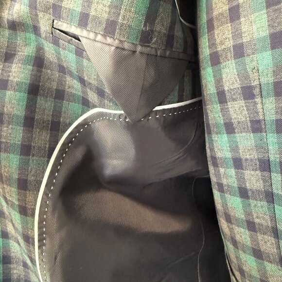 Mander By Karn Bespoke Mens Gray Three-Piece Plaid Suit Jacket Pants Vest - Picture 10 of 16